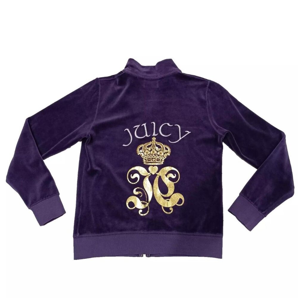 Juicy Couture Tracksuit Jacket Hoodie Logo Spell out 14 XS Y2k Vintage Bling